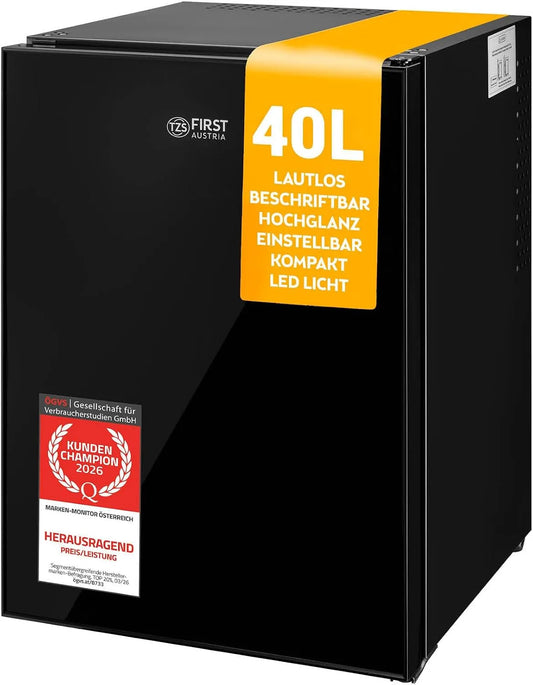 TZS First Austria, Minichladničky, TZS První Rakousko - Mini Lednice 40L tiše - Malá mini lednička vyměnitelné dveře, Bílá, 40L, 22 dB, 12, 3 kg