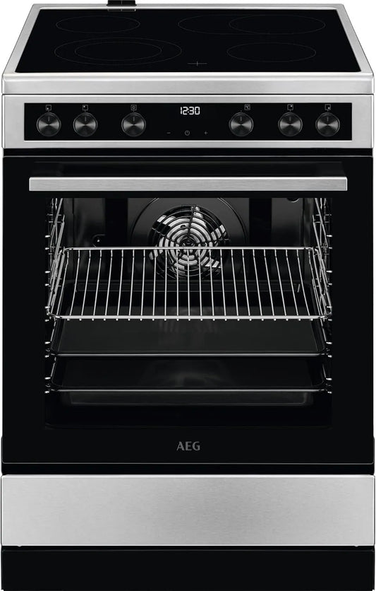 AEG CCB644OCBM, Varné desky, stojící sporák se skleněnou keramickou kuchyní 60 cm / pražírenská zóna /, Černá, 60 cm, 4L, 6L, 33cm