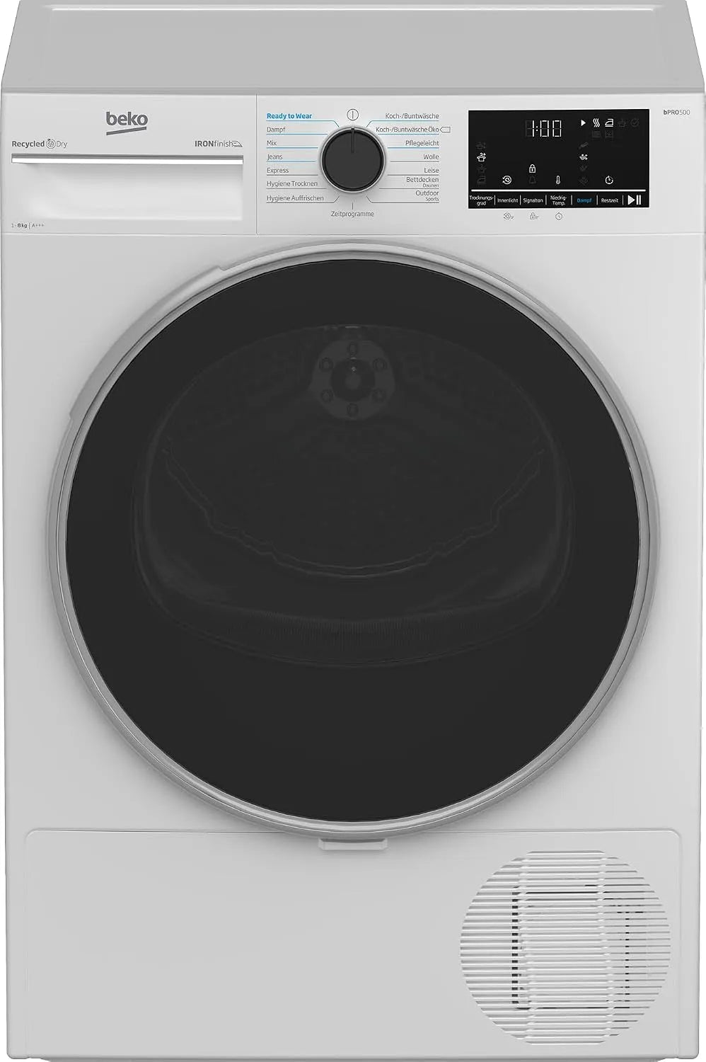 Beko B5T4824IF, Sušičky s tepelným čerpadlem, sušička oblečení 8 kg, přední nakladač tepelná čerpadla sušička, alergik sušička, Bílá, 8 kg