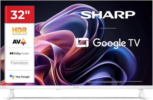 SHARP 32HF2365EW, Televizory, Google TV, 32 ′ HD, Bezrámové, 60 Hz, 2x3 W Sound, 3X HDMI, 2X USB, bílé, Bílá, 2x3, 3.5mm