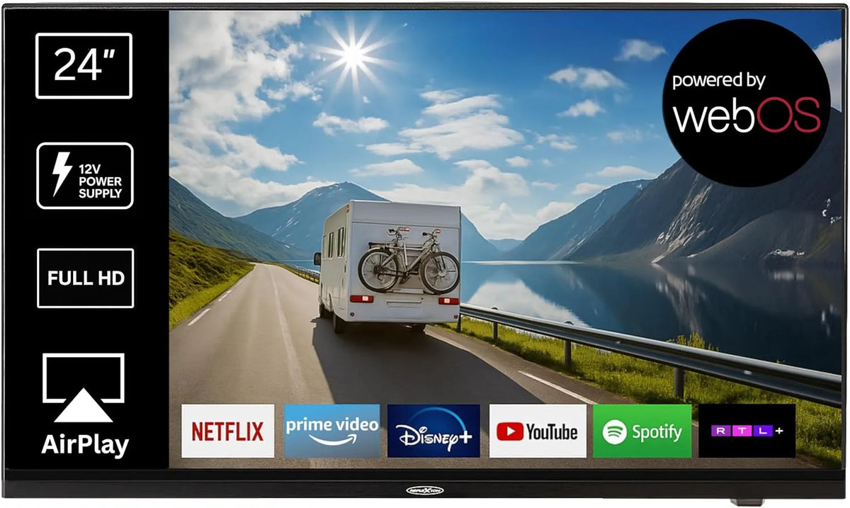REFLEXION LDDX24IBT-Black, Smart LED TV 24 palců / 60cm, LG webOSHub, karavan / mobilní domů / kempování /, Černá, 60cm, 230 V, Full HD