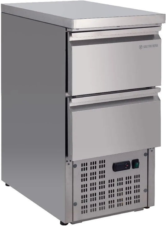 GastroHero SH451-2D, Chladicí stoly, Lednička, 100L, 2 zásuvky, nerezová ocel, Stříbrná, 2 l, 230 V, 100 mm
