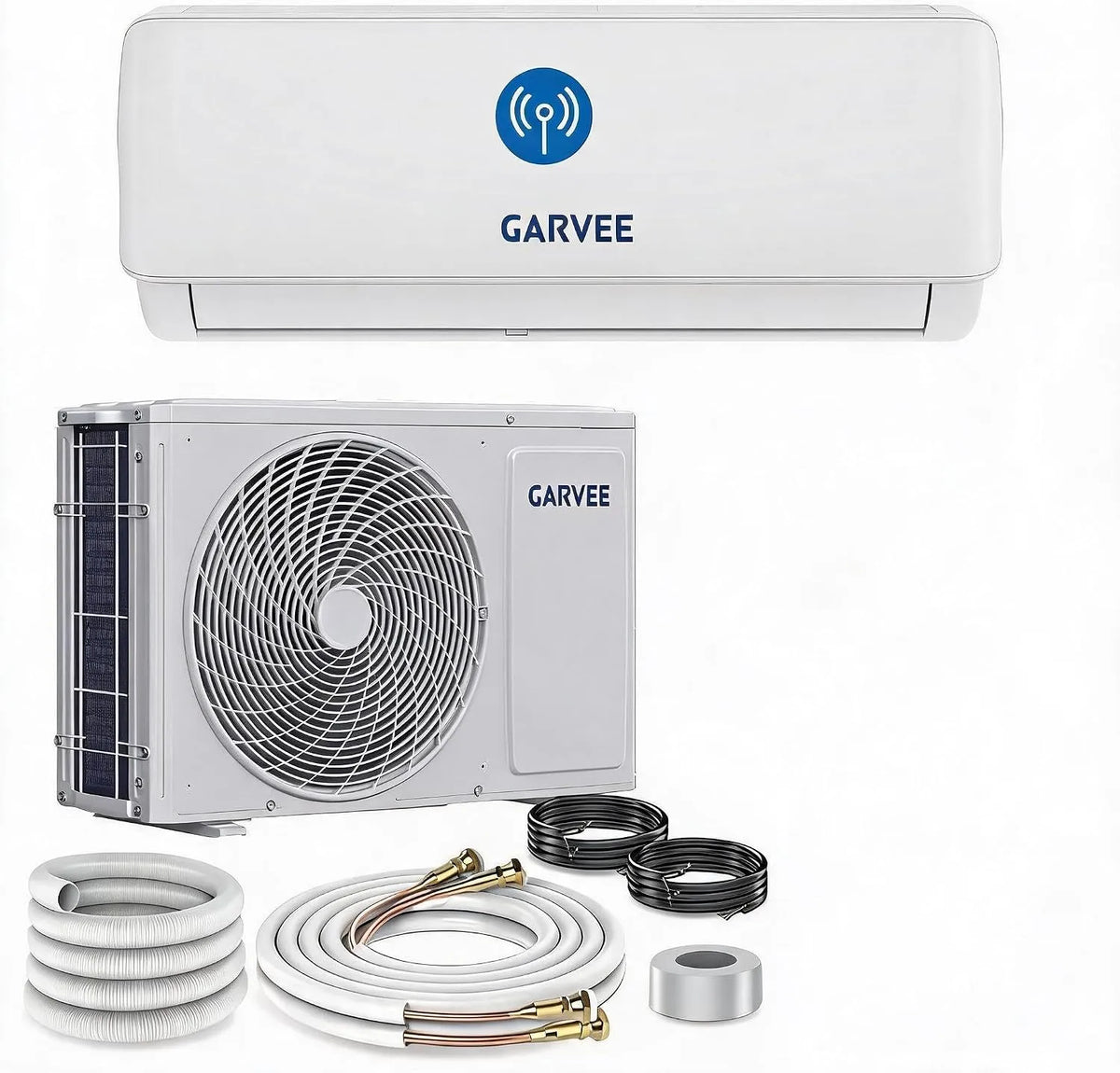 Acekool, Splitové klimatizace, Výkonný štípací centrální klimatizátor vzduchu 24000 BTU (7.2 kW) - Invertor A +, Bílá, 24000 BTU, 7.2 kW, 19 dB