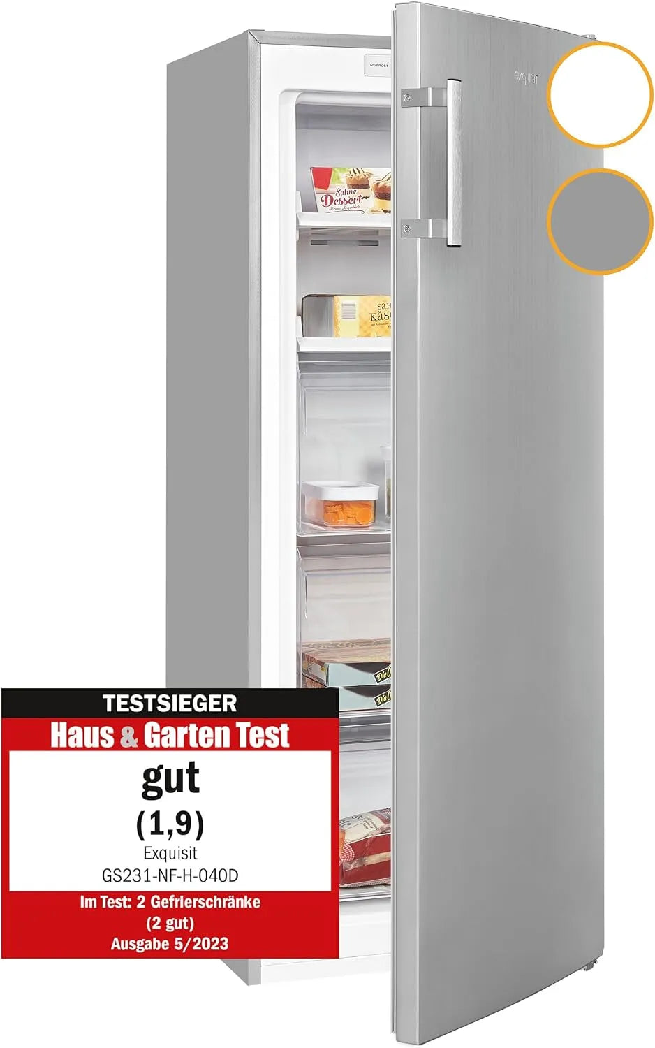 Exquisit GS231-NF-H-040D, Mrazničky, Excelentní Mrazicí Inoxlook - 161 L NoFrost Froster, Bílá, 161 L