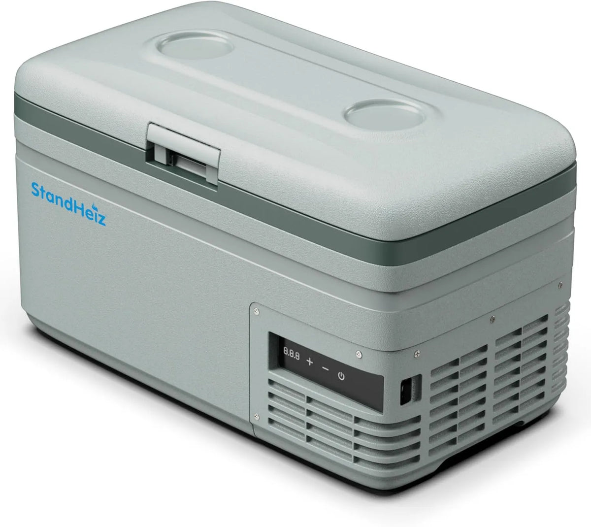 StandHeiz 12V/24V/230V, Chladničky, Kompresor Lednice Box 15L - Kompaktní Mini Lednice s App ovládání & ECO Mode, 12V, Šedý / zelený, 24V