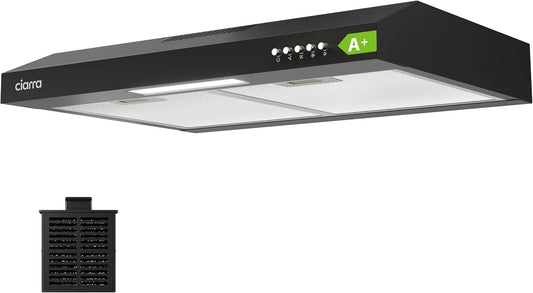 CIARRA CBCB6903D CB6903D, Podstavné digestoře, 60cm A + substruktura rozsahu krytů 60 cm cirkulující kryty cirkulující vzduch, Černá / stříbrná