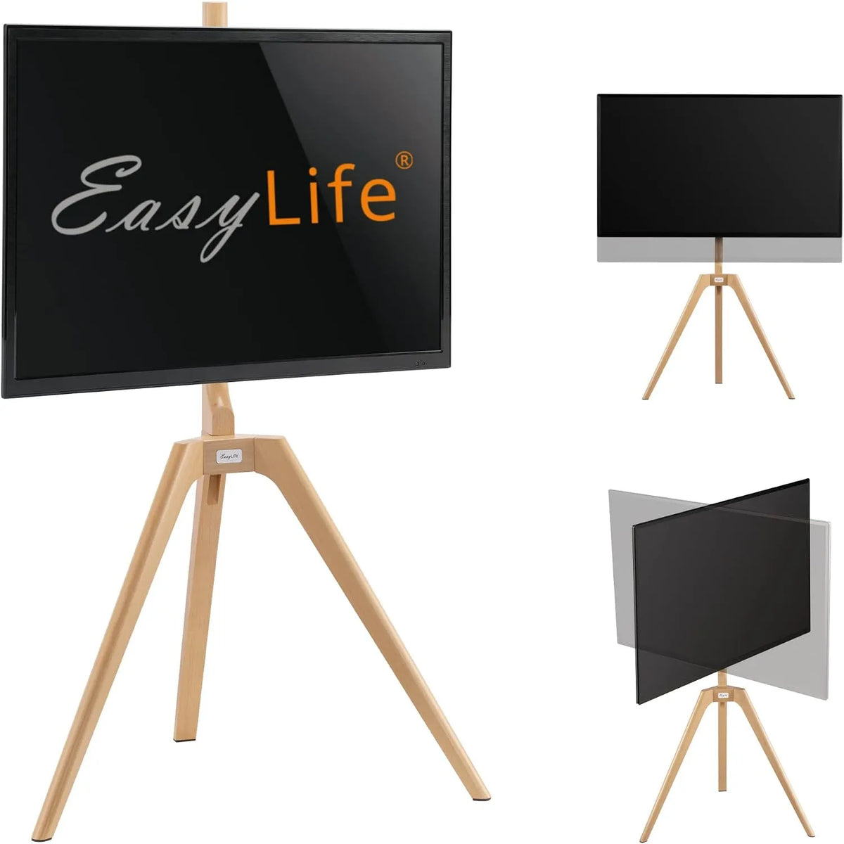 EasyLife, Stojanové nohy, TV stativ Dřevěný easel Tripod - Studio TV stojan až 65 'palců & 40 kg TV /, Bílá, 65 ', 40 kg, 400x400, 200x200