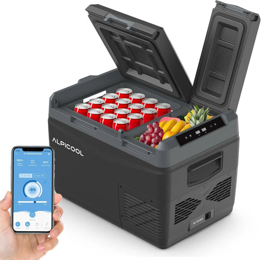 Alpicool KLS38, Chladničky, 31L Kompresor Chladicí box Auto Dual Zone s APP ovládáním 2026, Černá, 31L, 12V, 36 l, 9 l