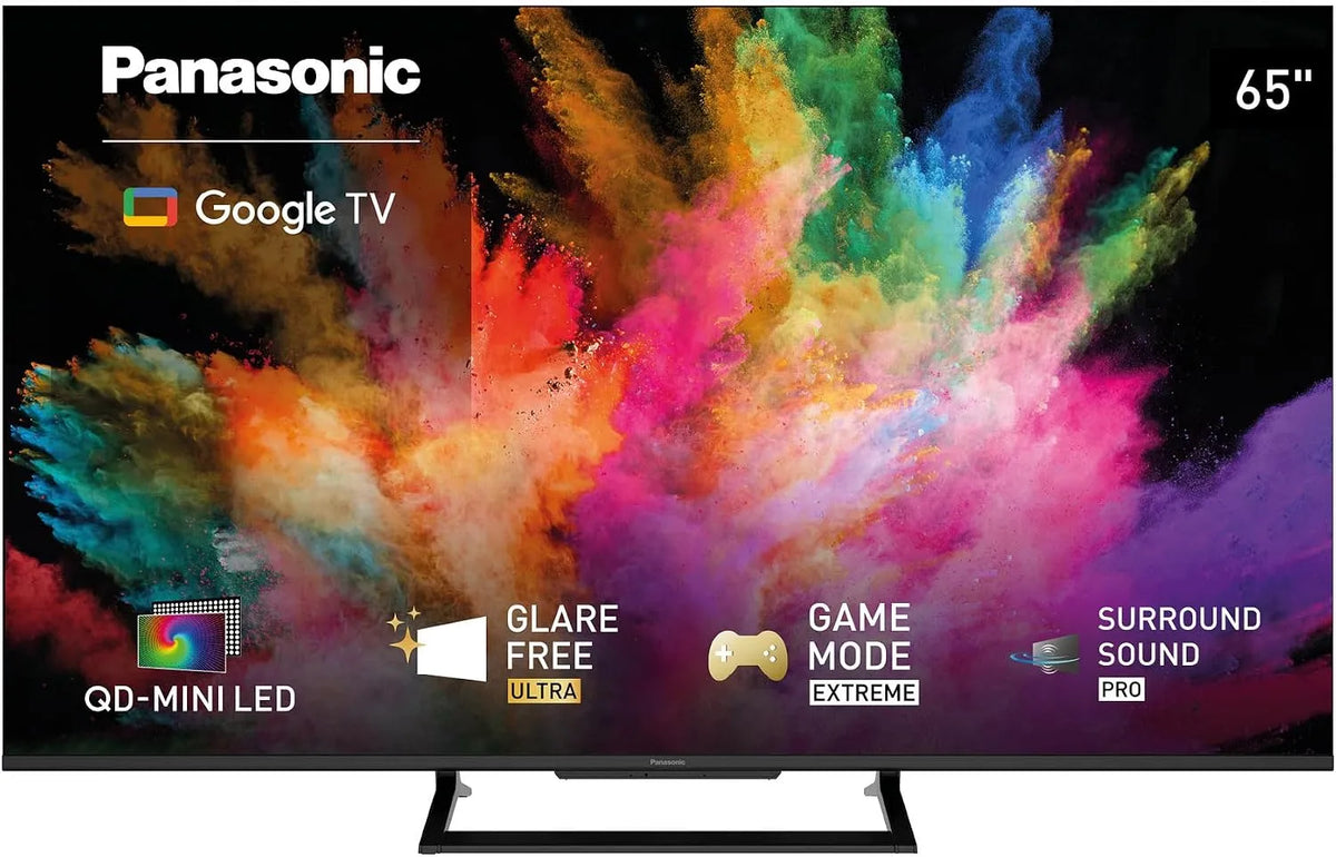 Panasonic TN-65W92C, Přenosné televizory, TN- 4K UHD QD-Mini LED TV, Glare zdarma Ultra, Google TV, Černá, 65W, 4K, Mini LED, 144 Hz