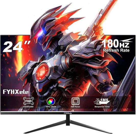 FYHXele, Monitory, Gaming Monitor 24 palců, 180Hz 1ms MPRT, FHD 1920x1080 Fast IPS, 16: 9 PC, Černá, 180Hz, 1920x1080, 75x75 mm, 75 × 75 mm
