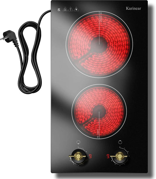 Karinear, Varné desky, Karineární Glasce Keramické Nástěnné 2 desky s Plug & Turning Button, Černá, 3000W, 1800W, 20cm, 1200W