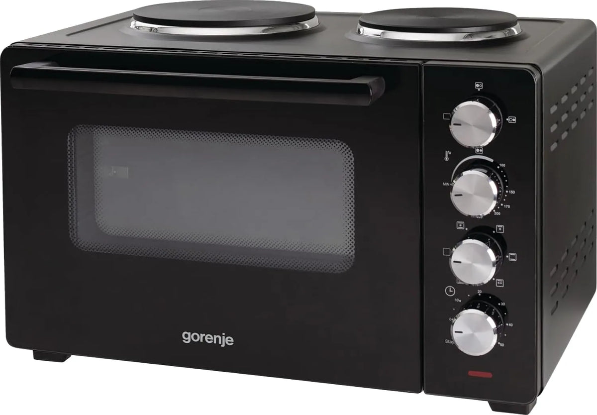 Gorenje OM30GBX, Varné desky, mini trouba se dvěma kuchařskými vršky černá, 30G, 1000W, 600W, 3200W