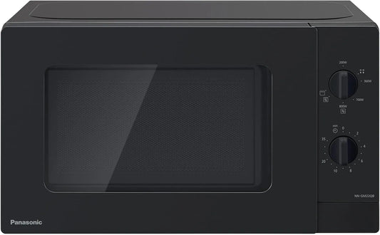 Panasonic NN-GM22QBEPG, Mikrovlnné trouby s grilem, NN- 20L Grill mikrovlnná trouba se skleněnou deskou a mřížkou, 800 W, 1000 W, Černá