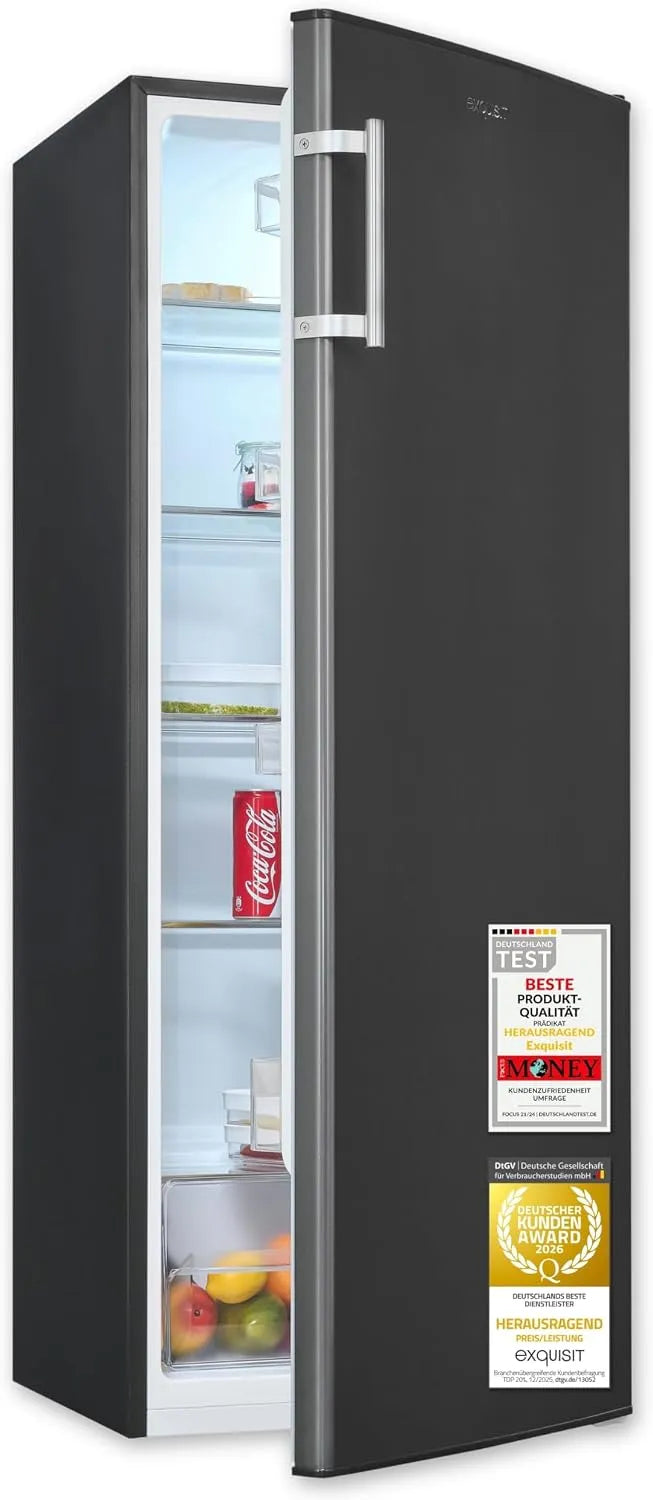 Exquisit KS5320-V-H-040E, Kombinované chladničky s mrazákem, Excelentní Full- pokojová lednička - 242 l - E - Inox look, Stříbrná, 242 l, 1 v