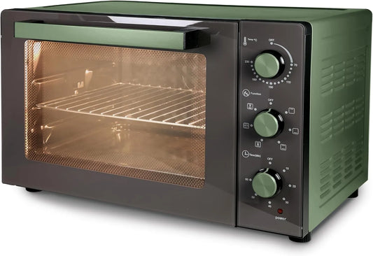Tognana, Mini trouby, Iridea, vzduchová trouba s vnitřní stěnou z nelepkavých látek, zeleně šalvěj, Černá / stříbrná, 60l, 6 v, 1900 W
