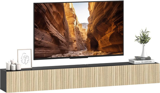 HOMCOM, TV stolky a nízké skříňky, HAMCOM nástěnná TV skříň 140cm pro TV 72 palců přírody černá, 140cm, 140L, 20 kg, 10 kg