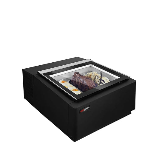 GGM Gastro, Chladicí vitríny, stolová ledová vitrína 670mm pro 3x 5L nádoba na led, Šedá, 670mm, 3x 5, 5l, 750 mm