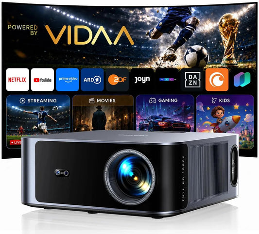 TOPTRO HDR10 2000ANSI, Projektory, Beamer 4K [Fast VIDAA OS] Kompatibilní s Netflix, Dolby Audio &, Smart Beamer, Černá, 4K, Full HD, 2 × 20