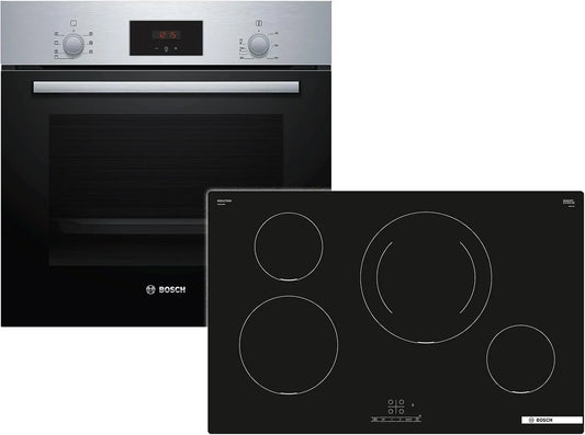 Bosch HBD231BR80 HBF133BR0, Sety sporáku a trouby, Pečicí trouba + PIE811BB5E indukční sporák, Černá, 80 cm, 66 l, 28 cm, 210 mm