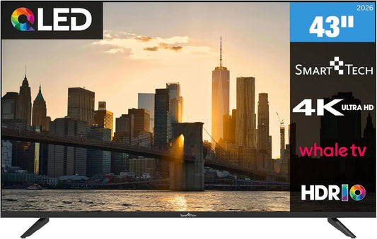 Smart Tech 43QH02V, Televizory, 43 palců (108 cm) UHD-QLED Smart TV, YouTube, Netflix, Prime Video, Disney +, Černá, 02V, 108 cm, QLED, 4K
