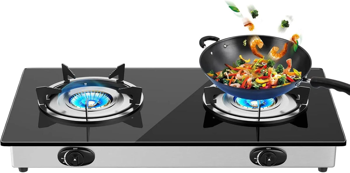 VELPAX 2-flammige, Elektrické kotle, 2 Zóny plyn Cooktoptof- 2- plamenný plynový sporák byl navržen tak, aby vám s, Černá, 7.7 kW, 8 mm