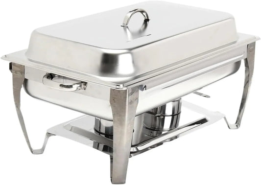TRDEWR, Ohřívače nápojů a jídel, 9L nerezové ocelové skládací náměstí Buffet Hearth Dish Set, Kontejner, Potraviny, Stříbrná, 9L