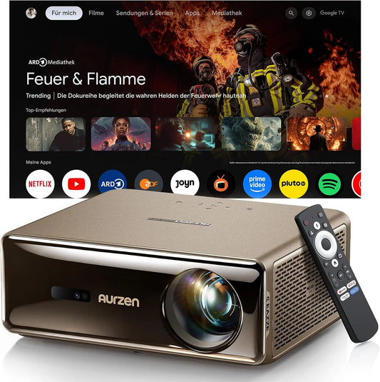 Aurzen, Projektory, EAZZE D1 MAX Beamer s Google TV 14.0 & Netflix, Černá, 4K, Full HD, 120 ', 2.4G