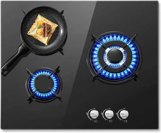 SNDOAS, Varné desky, Gas Kochfeld 3 Flame, 60cm černá skleněná budova, 7680W, Černá, 60cm, 3400 W, 2400 W