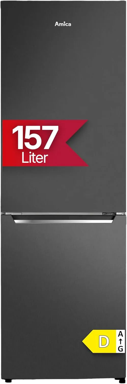 Amica 144x47.4x49, Kombinované chladničky s mrazákem, Mrazicí kombinéza 157L FrostControl, 5 cm LED osvětlení Elektronické ovládání, Černá, 157L
