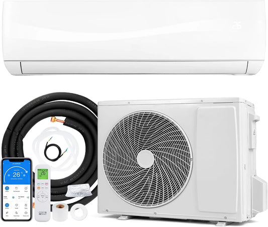 GYMAX, Splitové klimatizace Split 24000 BTU, Bílá, 24000 BTU, 19 dB, 113 x 23 x 33 cm, 5 x 31 x 65