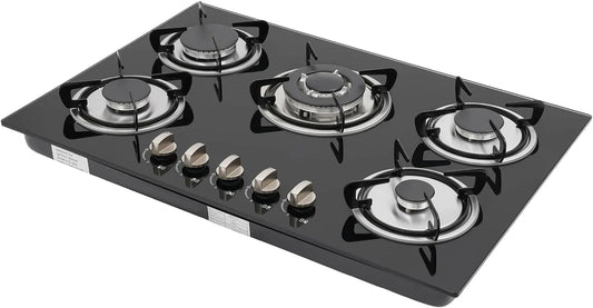 PattenlLevi 3.2kw-2.75kw-1kw-1.75kw Credit2, Varné desky, Plynová varná deska 5 Flammig 770 510 70mm, skleněná plynová varná deska v, Černá