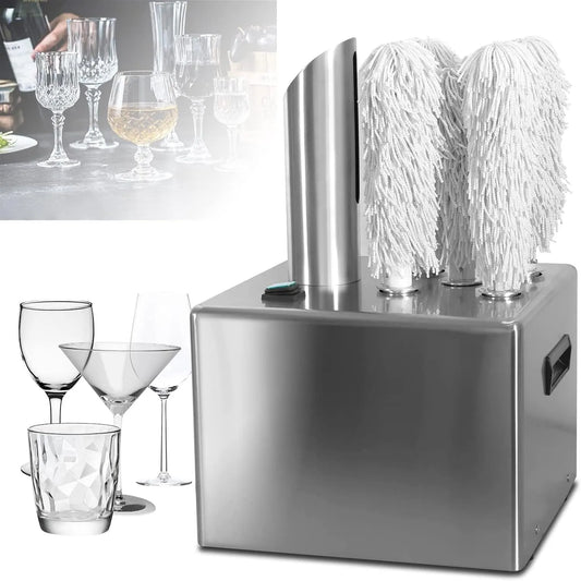 IYUESQ, Lešticí stroje, Elektrická myčka skla, čistička skla na víno pro vinařství s 8 lešticími utěrky a, Průhledná, 8 l, 10 cm, 1375 W