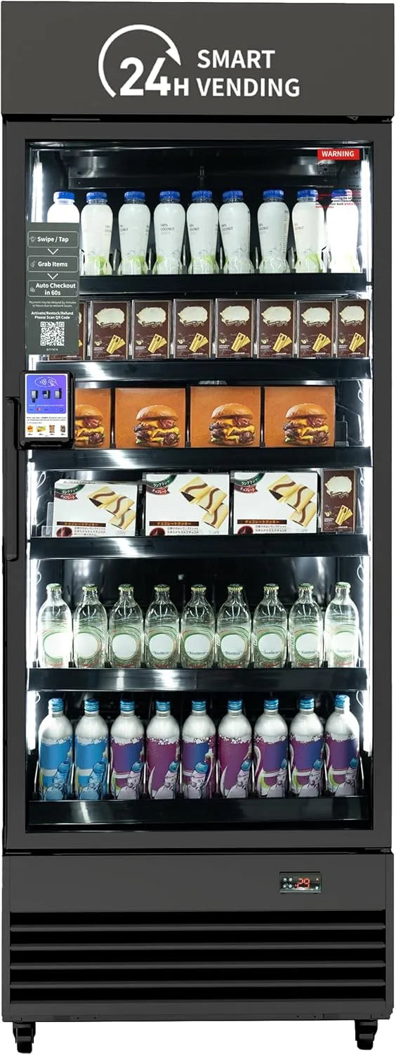 HAHA VENDING, Automatické prodejní automaty, AI Smart Retail Lednice s počítačovým Vision, Bezhotovostní platby a App ovládání, Bílá