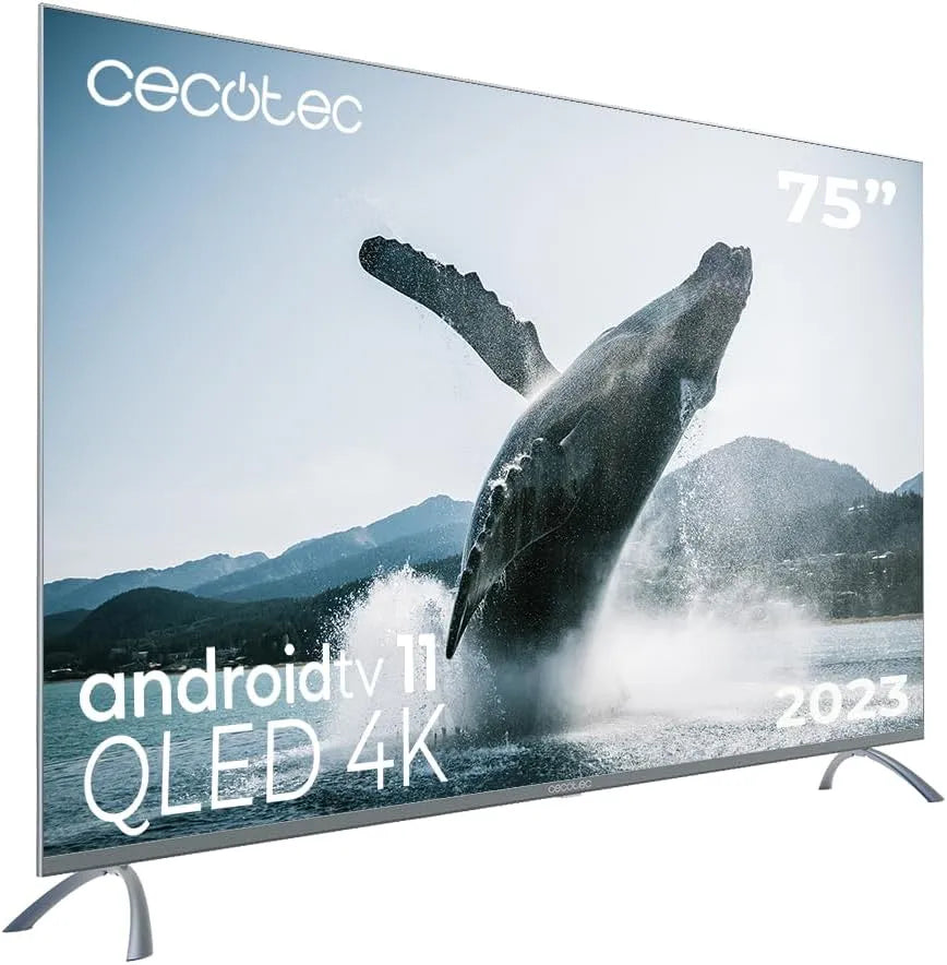 Cecotec VQU30075 TV75, Televizory, +S QLED 'Smart TV V3 + series + S, 4K UHD, Android TV11, Bezrámové, Google, Černá, QLED, 75 ', 4K, 48 G