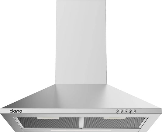 CIARRA, Nástěnné digestoře, C rozsah kapoty 60 cm cirkulující vzduch výfukový vzduch 380 m3 / h Tichý 62 dB, Stříbrná, 60 cm, 62 dB, 002X2