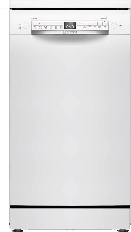 Bosch SPS2HKW58E, Myčky nádobí, 45 cm, Series 2, myčka nádobí, volné vysouvání, vzdálená diagnóza, pomocný umývač, Bílá