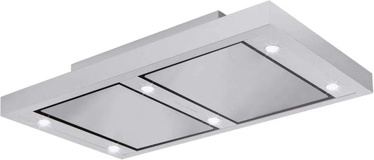 Silverline, Ostrůvkové digestoře, ALD 124.1 E Altena stropní kapota / záblesková kapuce / ostrovní kapota / 120 cm, Černá / stříbrná, 120 cm