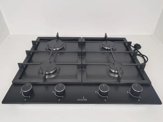 Gasline GAG60INB, Varné desky, Plynové potrubí - v plynové plotýnce, 4 hořící, plynový sporák, černá podložka, Černá, 60cm, 2 ', 7.9 kW, 2.9 kW