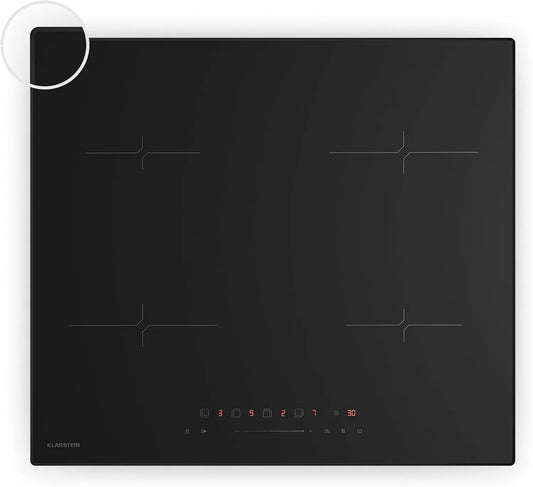 Klarstein 4-Zonen, Varné desky, Velaire induction hob - 60cm, 4 zóny, 7000W boost, dotykový posuvník, časovač, Černá, 60cm, 7000W, 2 x 18 cm