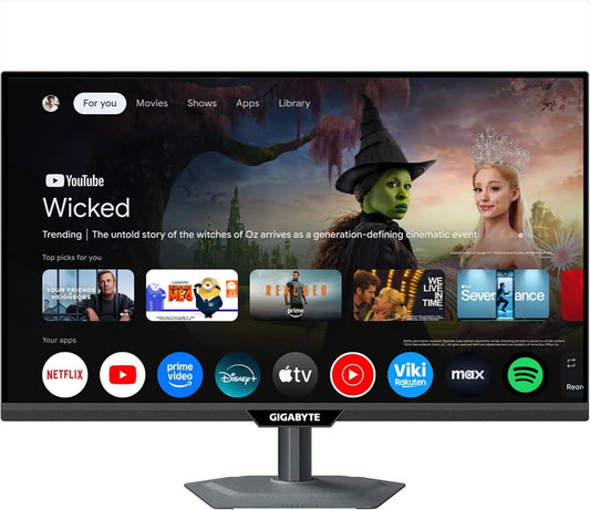 Gigabyte M27QS HDR400, Monitory, 27 ′ 2K QHD Smart Monitor - Google TV, Bezdrátový displej, 2560 x 1440, 180Hz, Černá