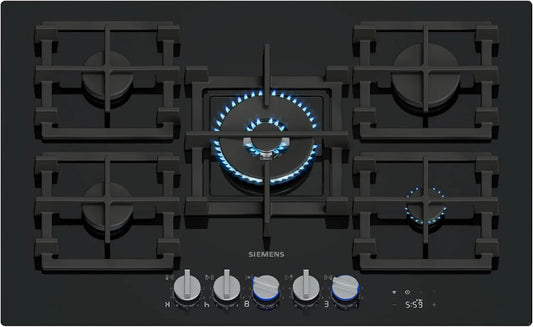 Siemens iQ700 ER7A6RH40, Varné desky, Smart Gas Cooktop 75 cm tvrzené sklo černé, Černá, 75 cm, 700 G