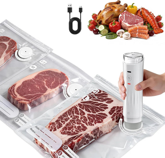 TURNRISE, Zařízení pro svařování filmů, Mini Handy Vakuové USB dobíjecí přenosný vakuový kanystr vybavený viditelnou, Černá, 22, 5 cm, 25 cm