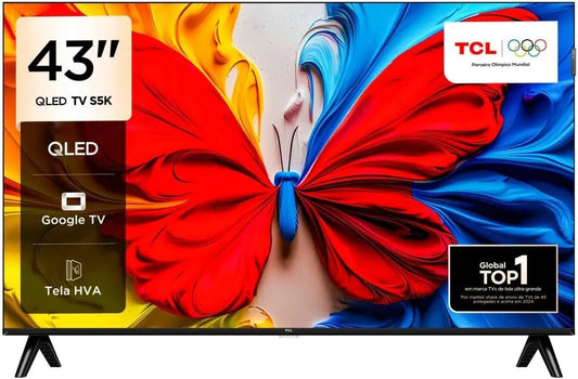 TCL 43S5K, Přenosné televizory, TV (2025) 43 palců QLED FHD, Černá, QLED, Full HD