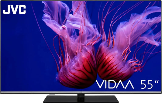 JVC LT-55VDQ6555, Přenosné televizory, LT- QLED TV 55 palců VIDAA Smart TV s rozlišením 4K UHD, Černá, 55V, QLED, 4K, 139 cm
