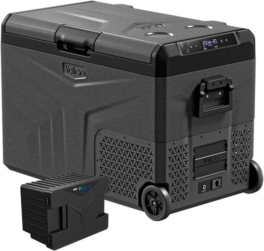 Yolco 12/24V TCX50, Chladničky, Space Grey Compressor Chladicí box 50L + Baterie - Dual Zone, 20 ° C, 12 / 24V &, Šedá, 24V, 50L, 230V, 52L