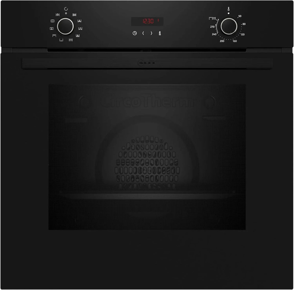 Neff B2CCG6AK3, Trouby, N30, trouba 60 x 60 cm, LED displej, 3D teplý vzduch, Circotherm, 7 topných, Černá, 60 x 60 cm, 595 × 594 × 548mm