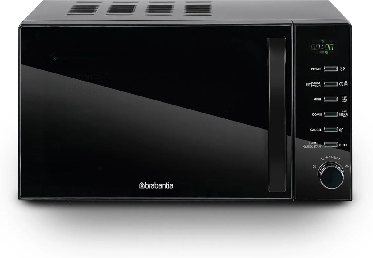 Brabantia, Mikrovlnné trouby s grilem, mikrovlnná trouba s funkcí grilu, 20 litrů, 700W, Černá / stříbrná, 20 l
