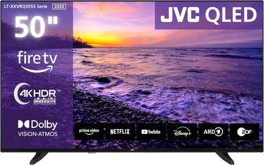 JVC LT-50VRQ3555, Chytré televizory, LT- QLED TV 50 palců Fire TV 4K UHD rozlišení Smart TV, Černá, 50V, QLED, 4K, 126 cm