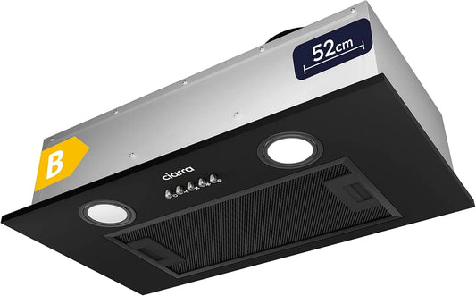 CIARRA CBCB5913A 300m3, Podstavné digestoře, modul ventilátoru tepla 52cm široká instalace / h, Černá / stříbrná, 52cm, 2x1, 12cm, 49.5 cm