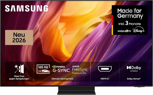 Samsung S95H, OLED displeje, OLED 4K 65 palců (163 cm), UHD TV, antireflexe s Glare Free, OLED HDR pro, Černá, OLED, 4K, 163 cm, 165Hz